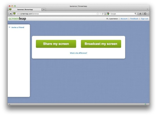 Screenleap Login Screen