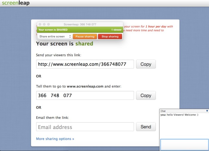 Screen Sharing using Screenleap
